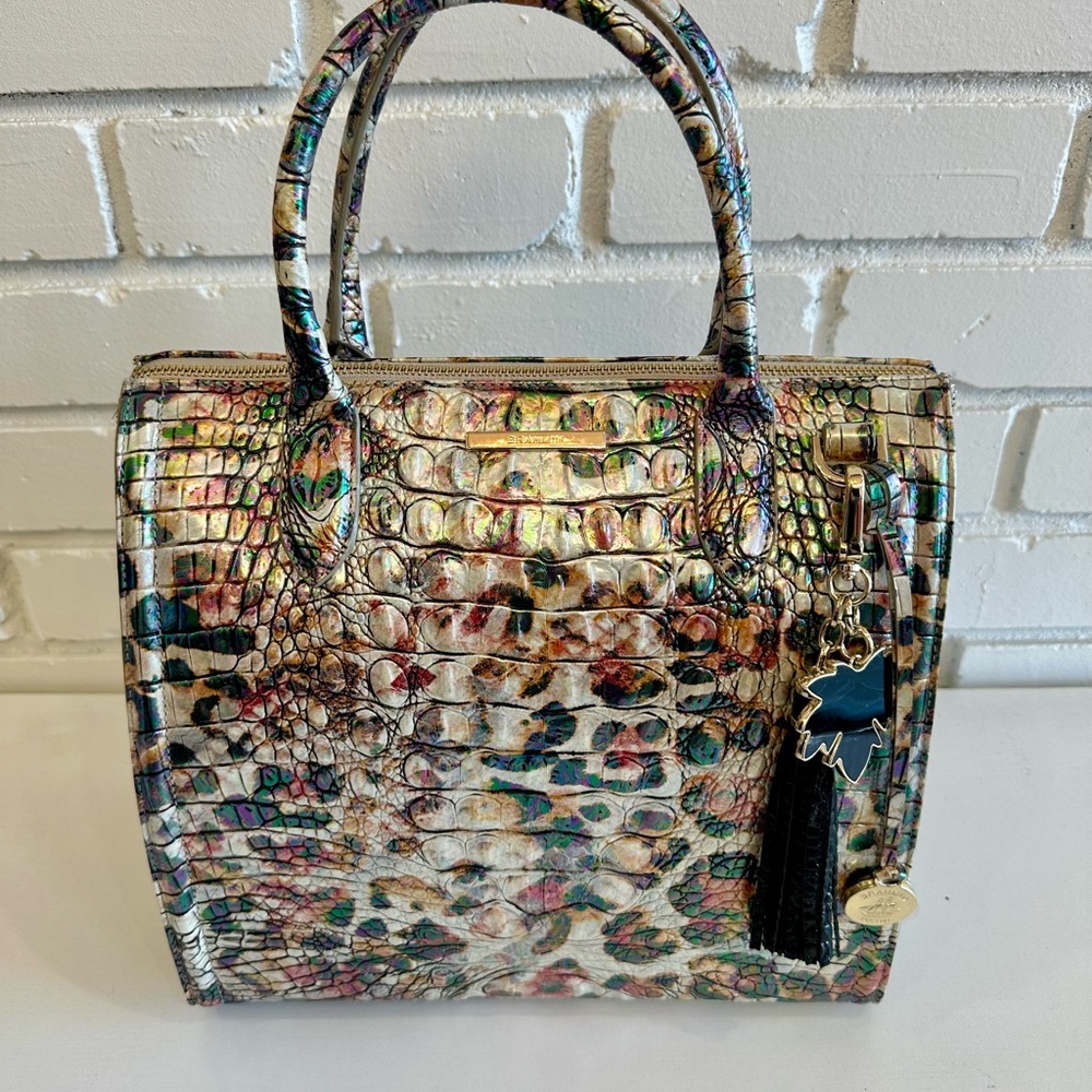 Brahmin Multicolor Crocodile Embossed Satchel